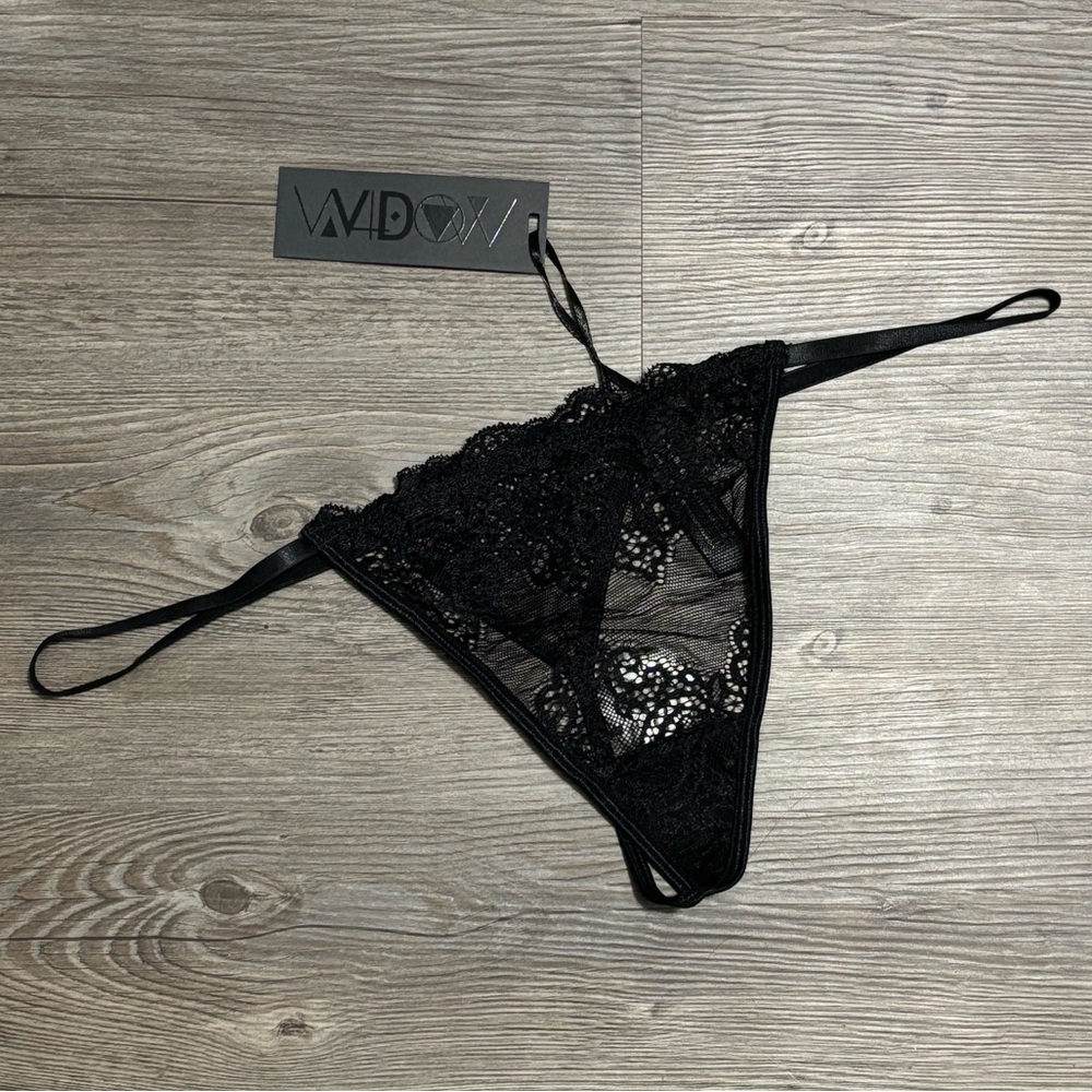 NWT Dolls Kill / Widow Black Lace Thong